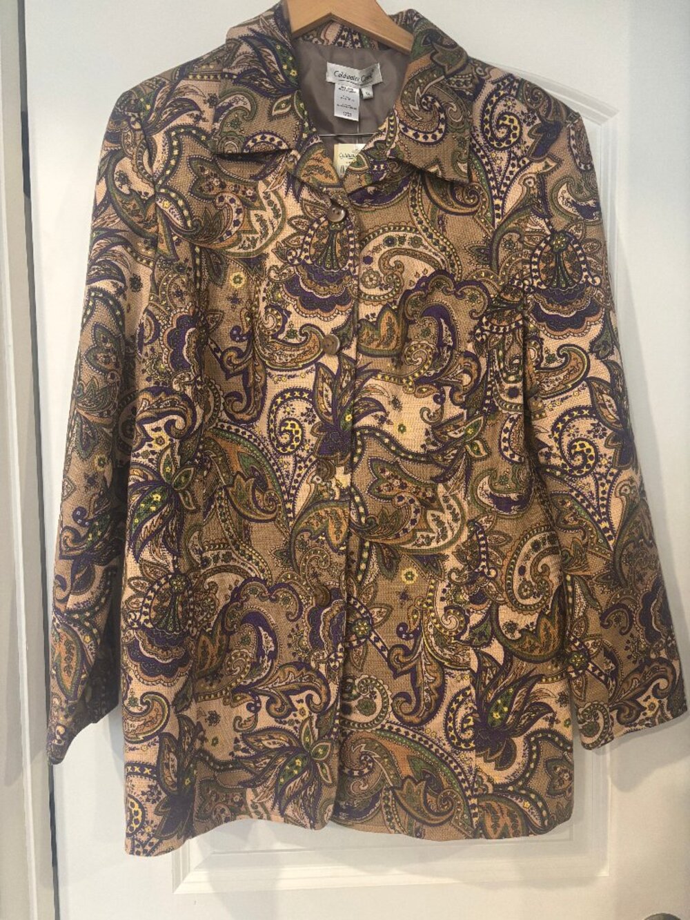 NWT Vintage Y2K Coldwater Creek Kaleidoscope Paisley Jacket Cotton Blazer Sz XL